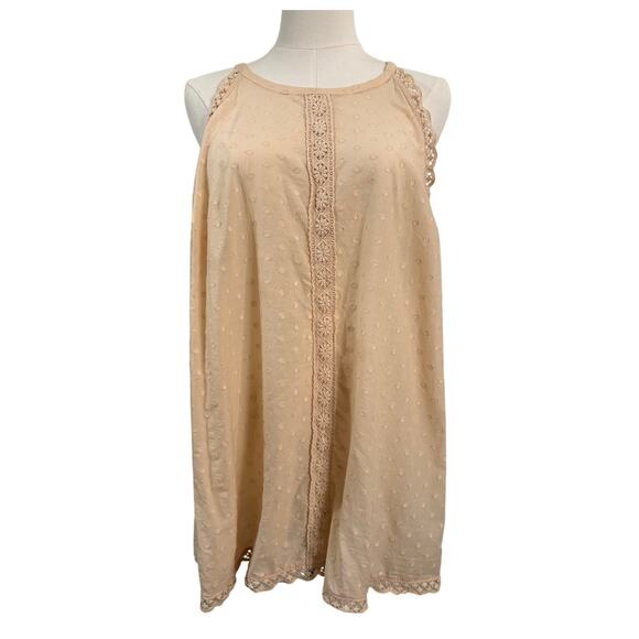 TORRID Blouse Cream Polka Dot Ruffle Crochet Sleeveless Boho Top | Size 1 - Picture 1 of 7